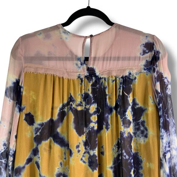 Raquel Allegra Tie Dye Silk Mini Dress Size 2 Babydoll Tent - Picture 7 of 10